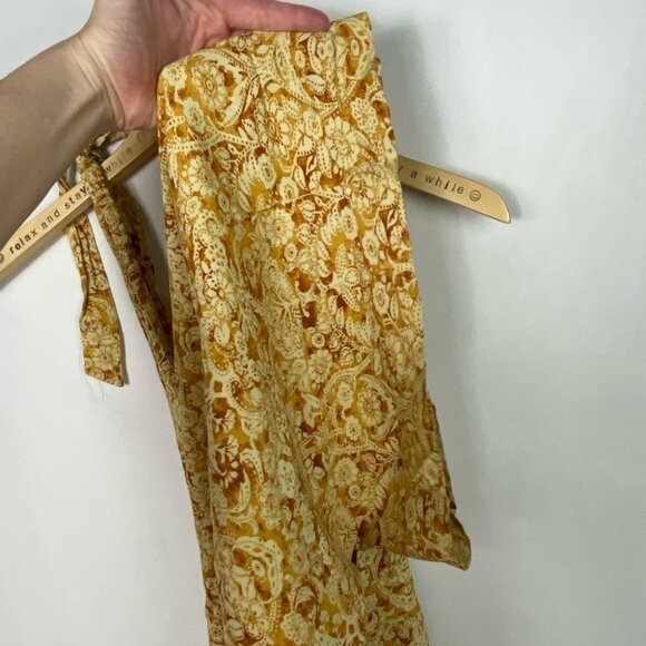 Free People Yellow Sugar Sands Jumpsuit Wide Leg Floral Print Smocked Size XS‎ - Picture 15 of 16